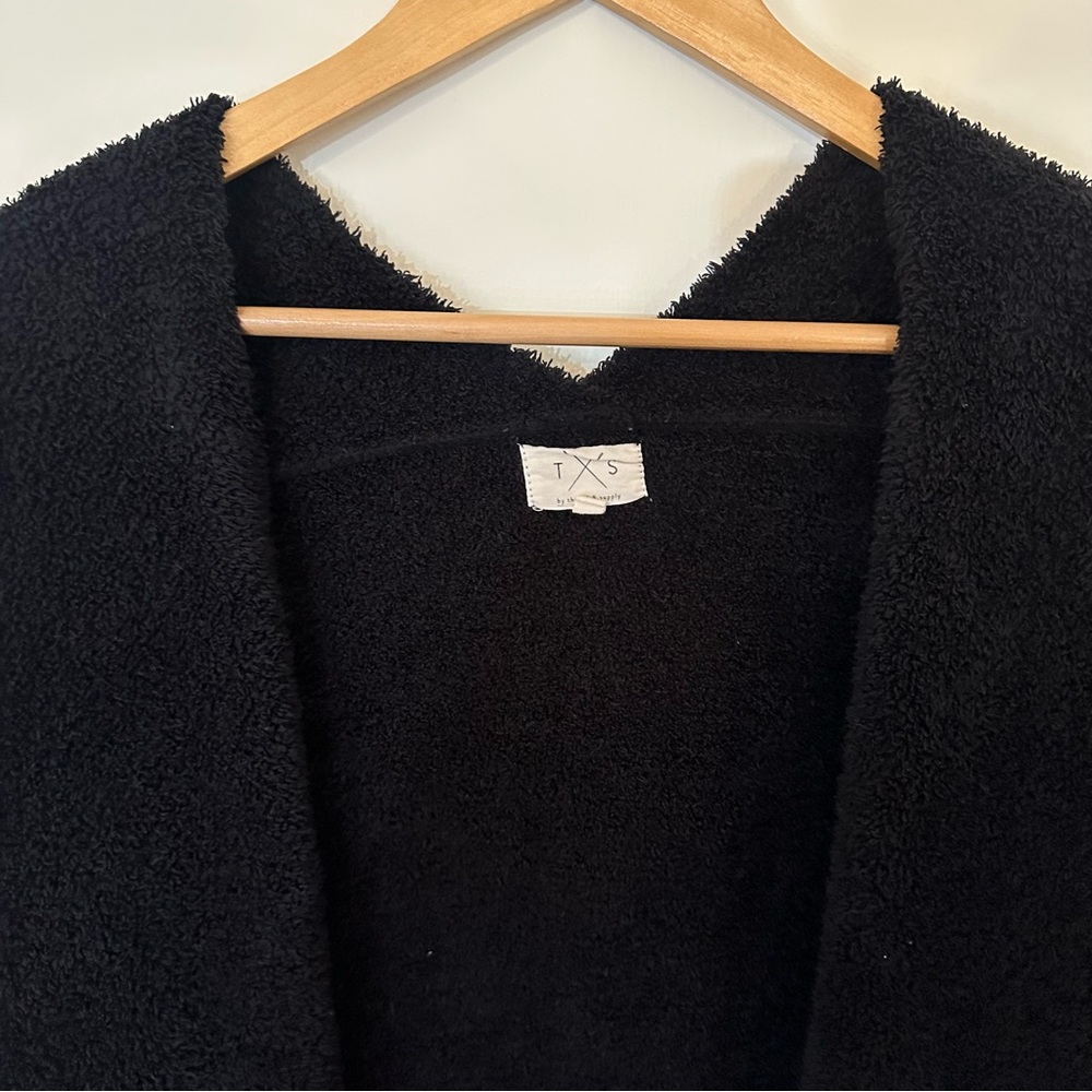 Tread & Supply Women’s M Plush Soft Open Cardigan Black Oversized Warm Comfy - Picture 6 of 9